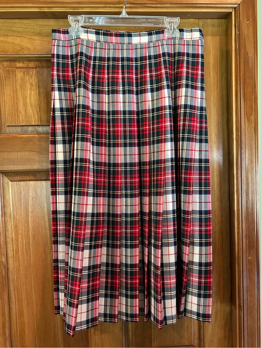 Pendleton Red and Black Steward Plaid Pleated Skirt